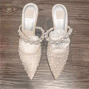 Dolce Vita Katik Pearl Heels Ivory Mesh - 2.3 inch Heel (NEVER WORN JUST DUSTY)